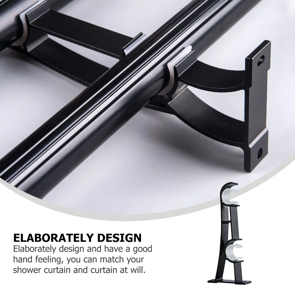 

1pc Double Curtain Rod Bracket Heavy Duty Wall Mount Support Thickened Curtain Pole Holder For Home Office Decor Drapery