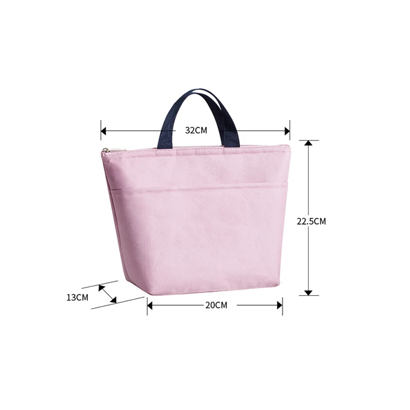 New Solid Color Waterproof Oxford Cloth Thickened Lunch Box Handbag Food Storage Bag