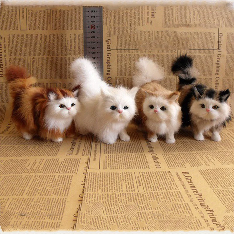 

Kawaii Simulation Cat Plush Toys Soft Stuffed Kitten Model Fake Cat Realist Animals For Kids Girls Birthday Valentine's Day Gift