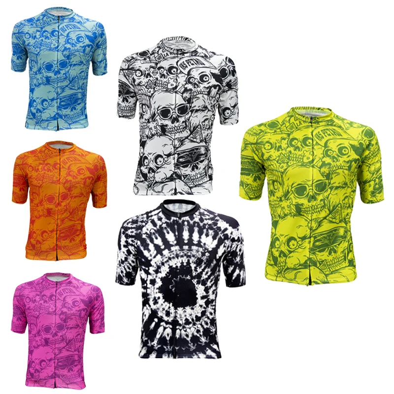 Men\'s Summer Cycling Jersey Skull Bike Clothing Bicycle Wear Short Sleeve Customizable Arbitrary Choice