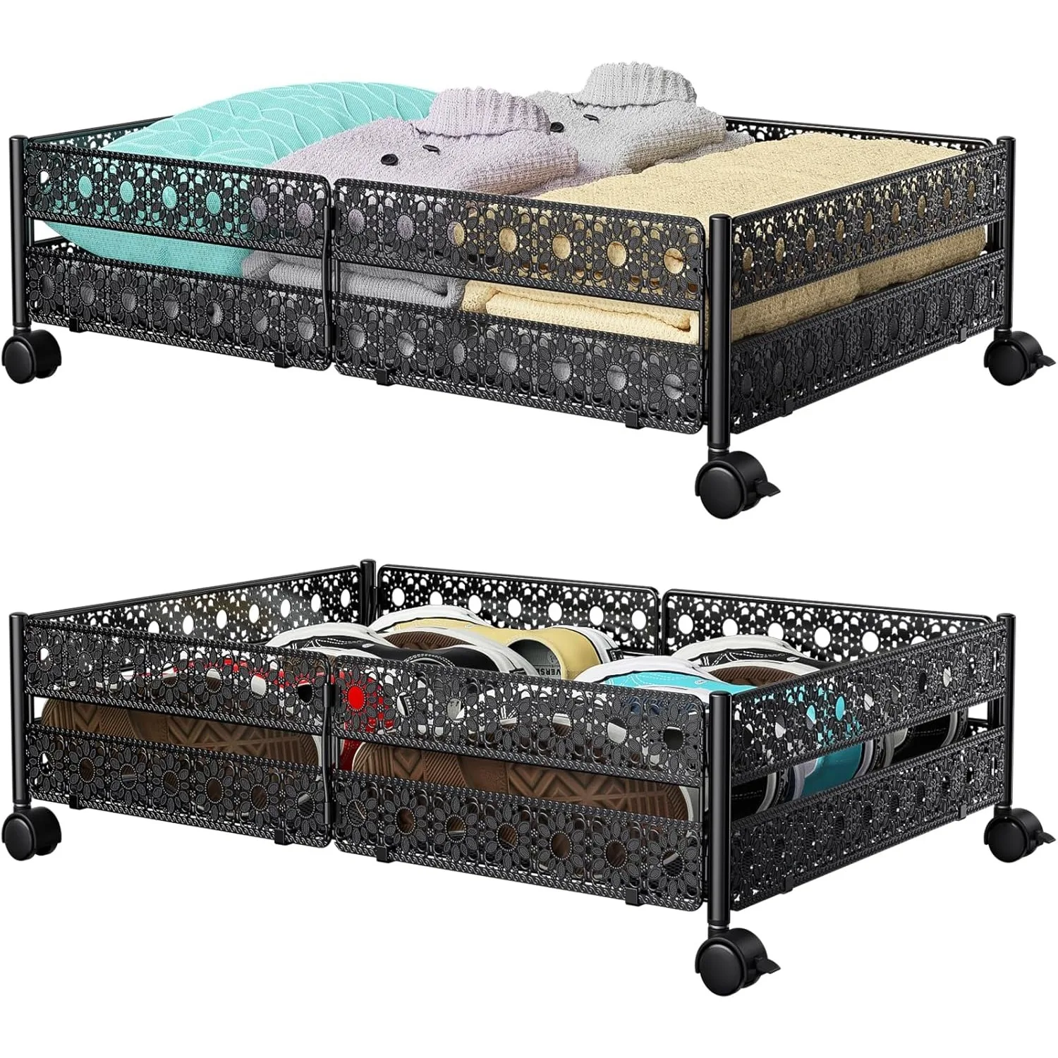 

Контейнеры для хранения под кроватью с колесиками - ящик-органайзер для хранения обуви, металлические контейнеры для хранения под кроватью в сборе без инструментов