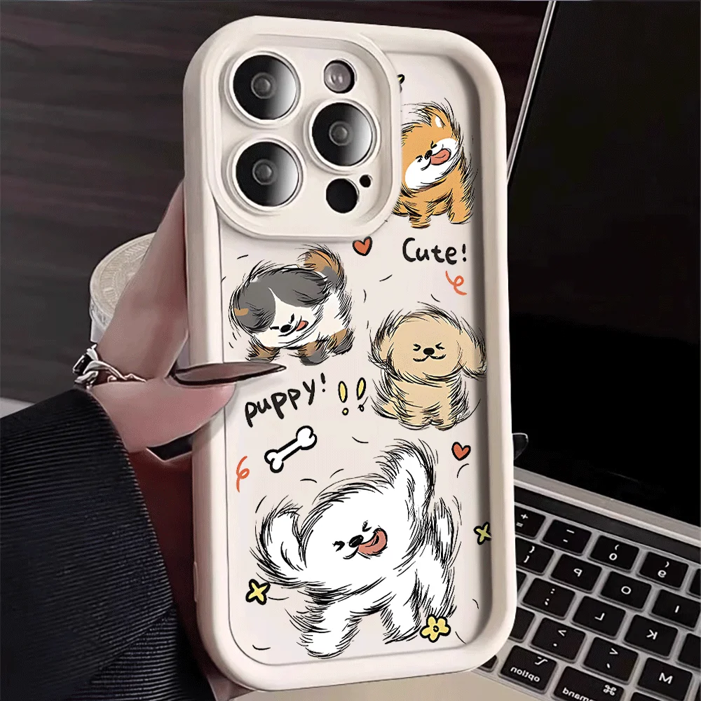 Puppy Cute Shockproof Phone Case For Samsung Galaxy S26 S25 Ultra Edge A35 A56 A55 A36 S22 Note 20 S24 S23 Ultra Plus Fe Cover