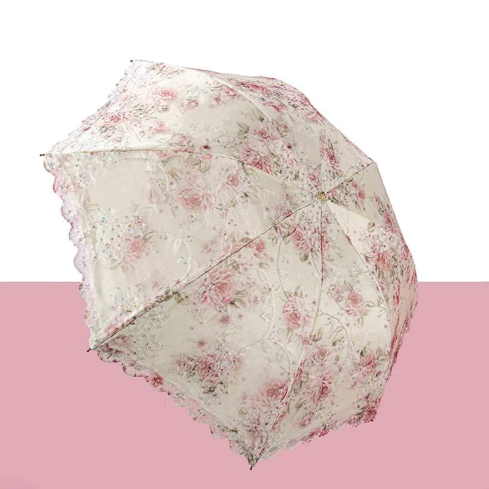 Double-layer lace umbrella, rain or shine, embroidered, rain or shine umbrella, princess umbrella, sun protection, UV UPF50+