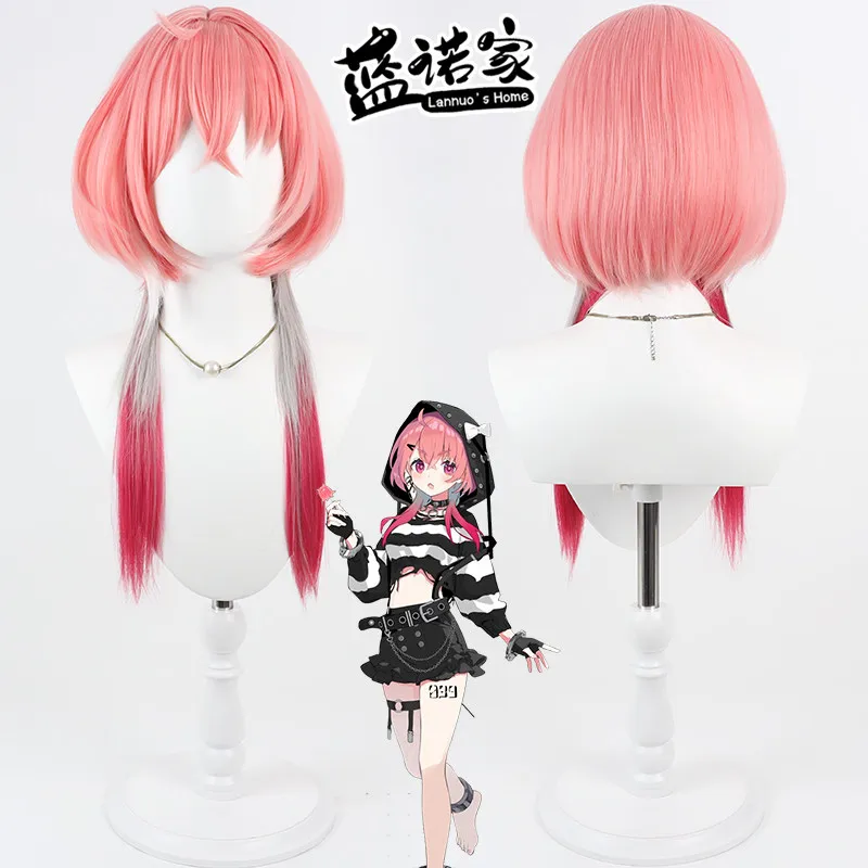 Virtual YouTube Vtuber Sasaki Saku Cosplay Wig Halloween Carnival Party Props Synthetic Hair Heat Resistant Fiber + Wig Cap