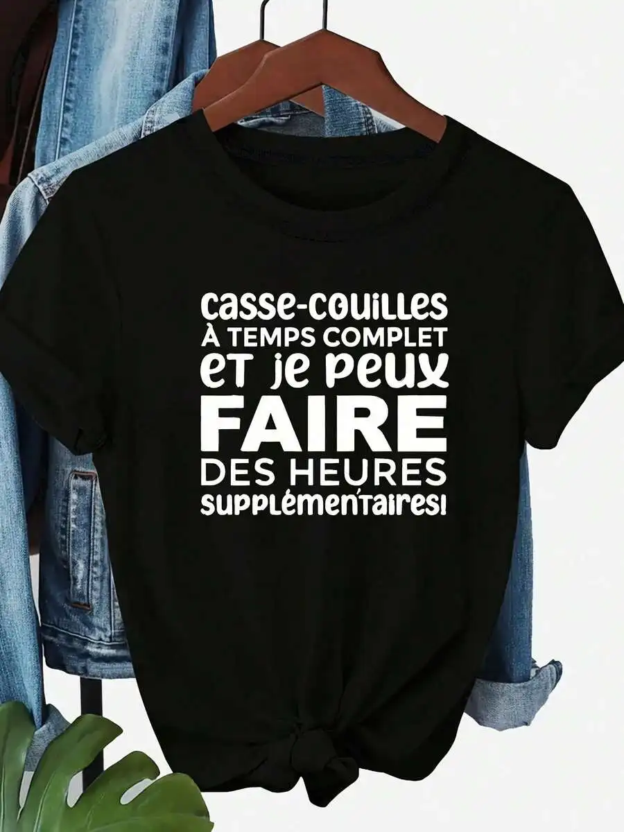 2026 New Fashion Women Crew Neck Short Sleeve T-Shirt Back To School Theme FAIRE Letter Print Casual All Compatible Daily Tops Basic Top T-Shirt