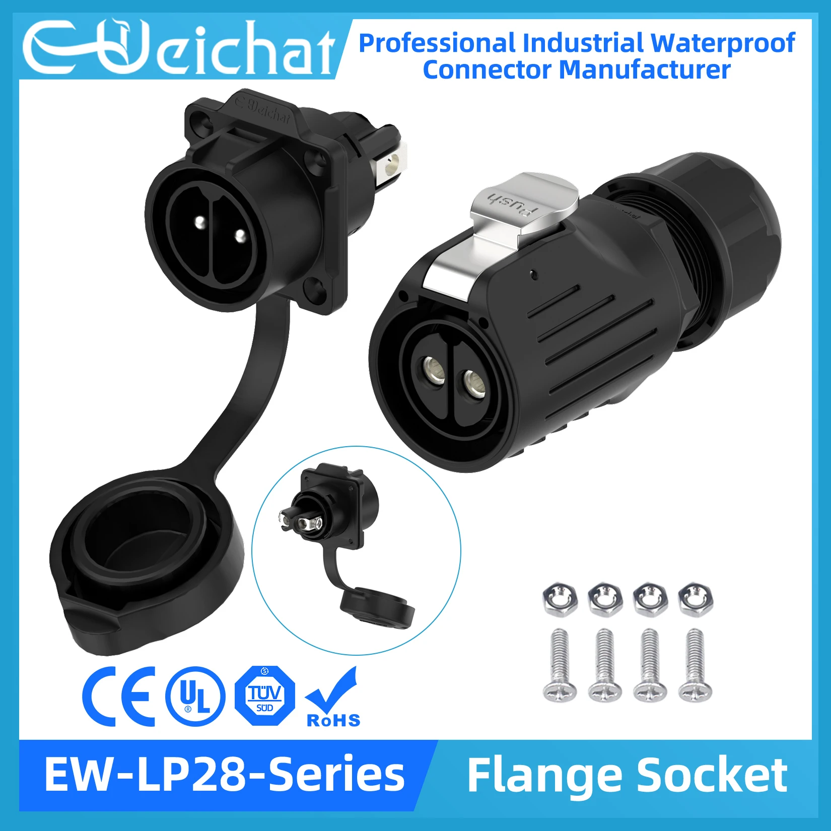 

EW-LP28 Solderless Wire 2Pin 3Pin Screw Wiring Industrial Strong Power Adapter M28 Electrical Connector Plug Socket for Vehicle