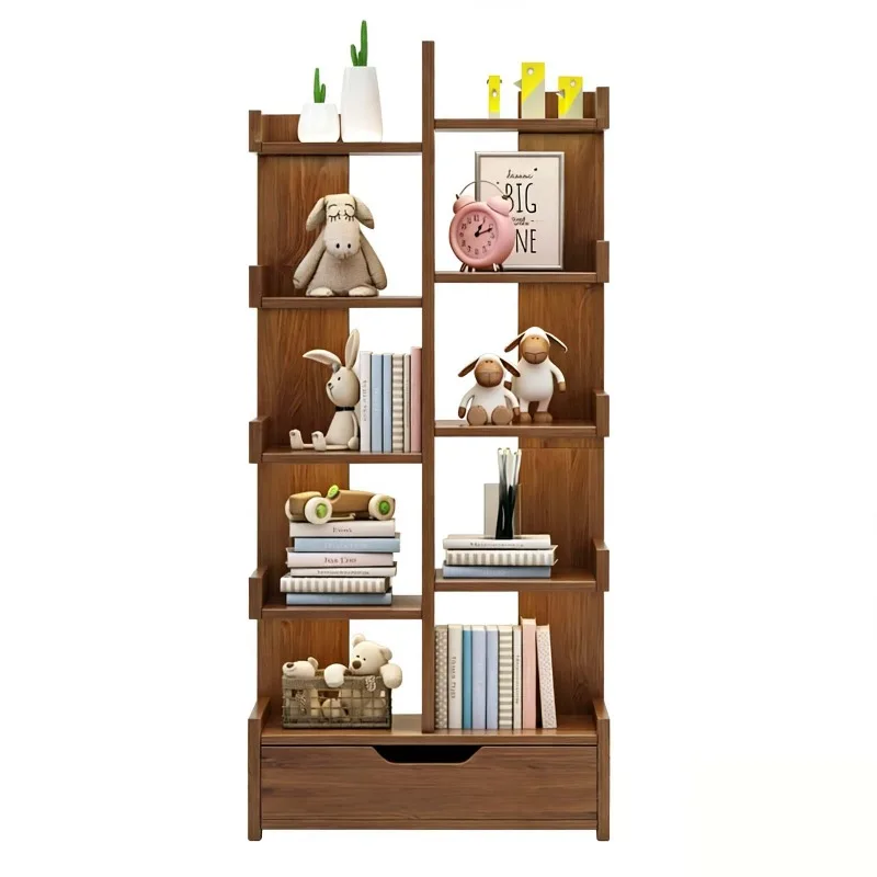 Living room wall integrated cabinet display shelf, household simple student bookcase display shelf