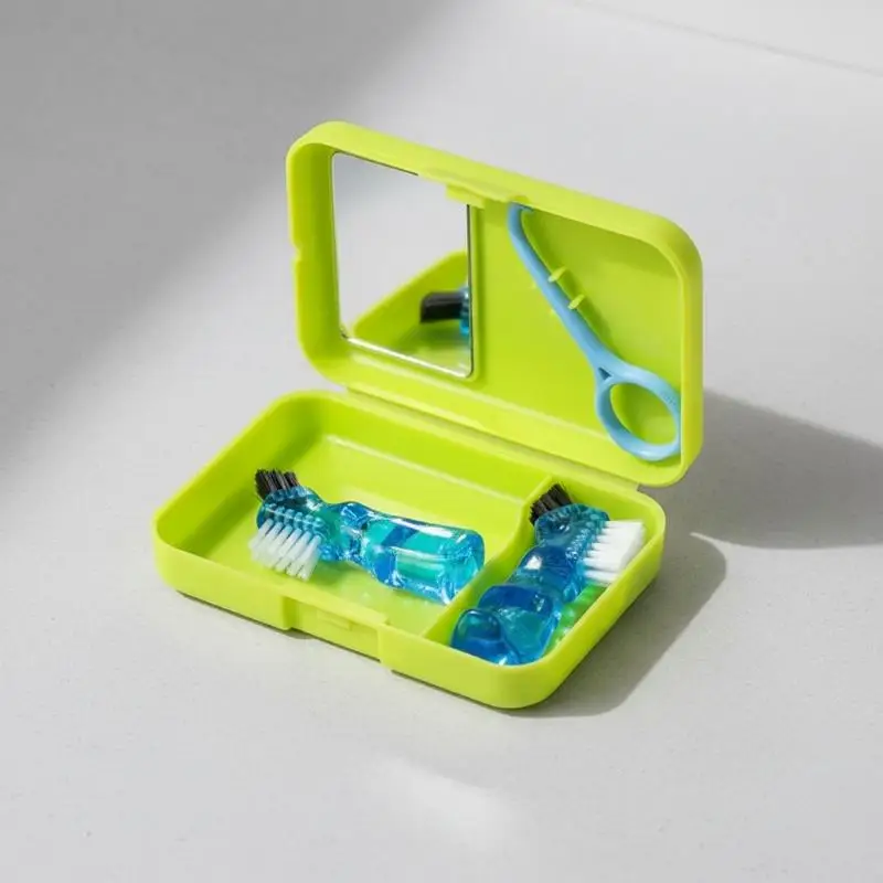 Dental Cleaning Kit With Mirror Travel Denture Brush & Brace Extractor Oral Hygiene Kit Interdental Brush Oral Care