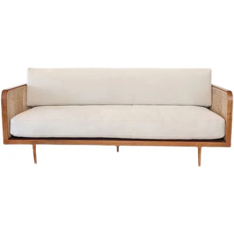 

New Chinese rattan sofa, double triple bed and breakfast, rattan chair solid wood sofa