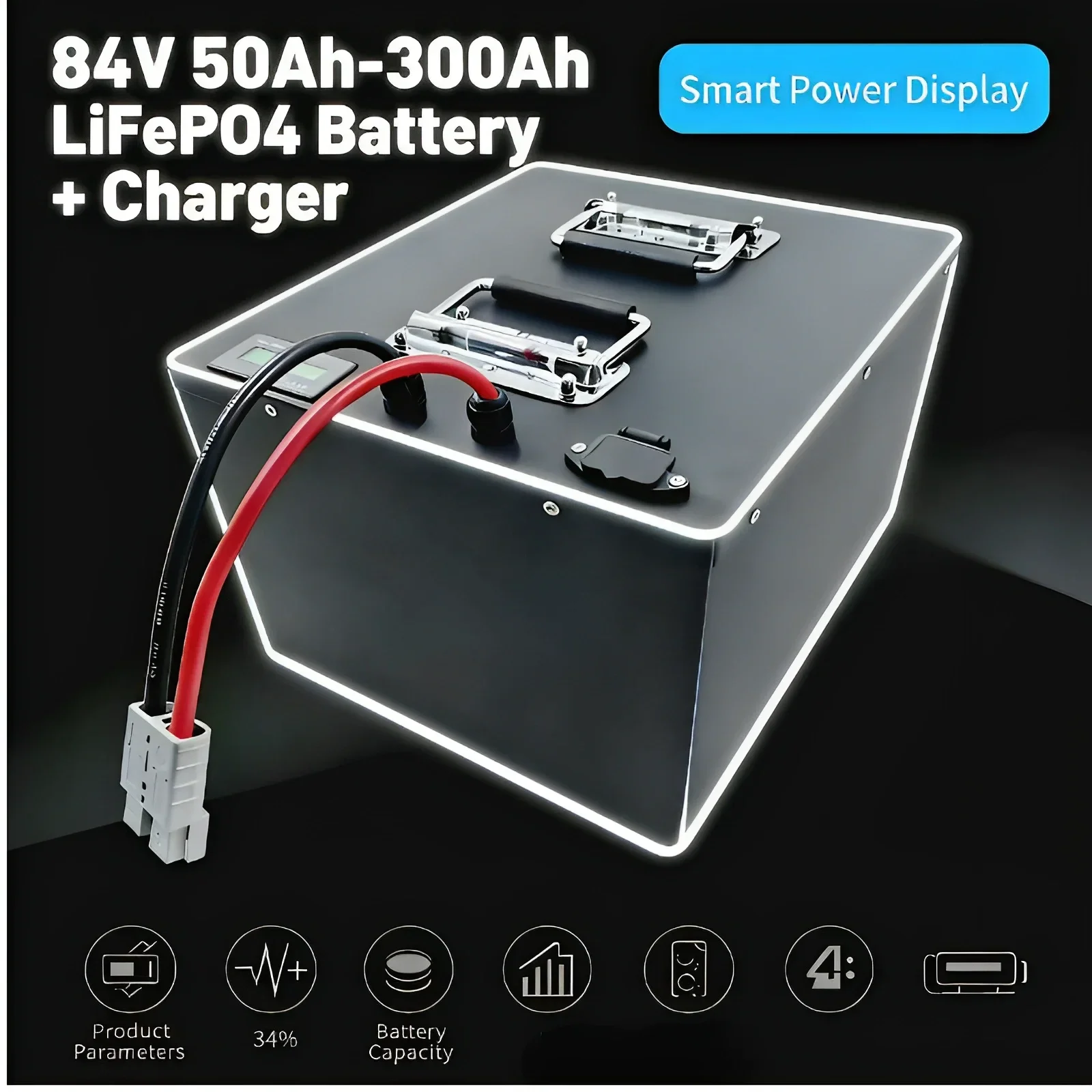 84V 50-280Ah LiFePO4 Battery w/BMS + Charger – 8KW/12KW High-Power Long-Life Core for EV Motorcycles & Sightseeing Cars