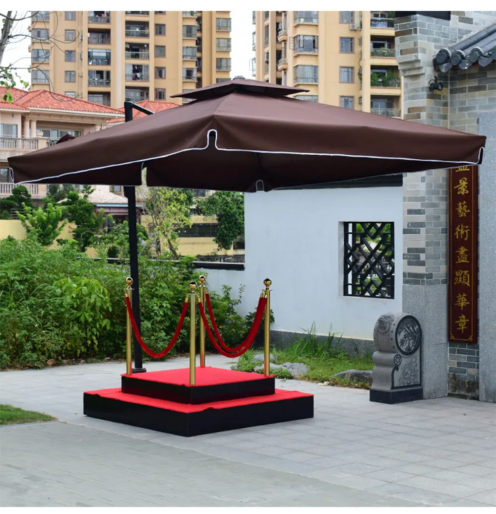*forOutdoor Beach Double Top Double Tent Camping Sun Umbrella Heavy Duty Aluminum Iron Frame Waterproof 1500-2000mm UV-Proof 250