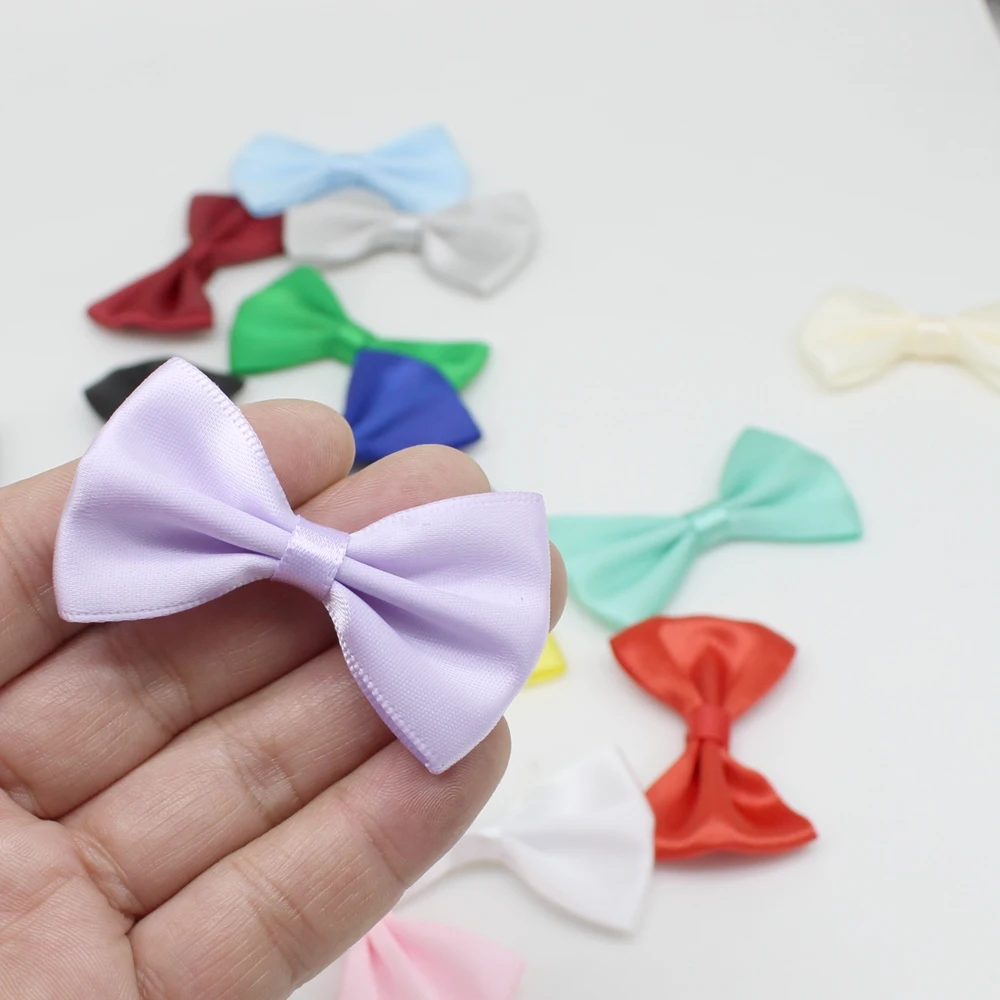 20pcs or 50pcs 40mm-60mm  Bows Girls Boutique Craft Wedding Satin Ribbon Bows DIY Hair Accessories Sewing Supplies