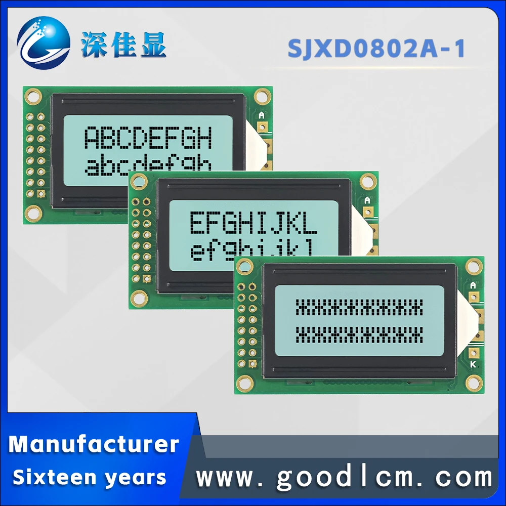 

Cost effective Russian characters 0802 LCD display screen JXD0802A-1 FSTN White Positive 8 * 2 character dot matrix module