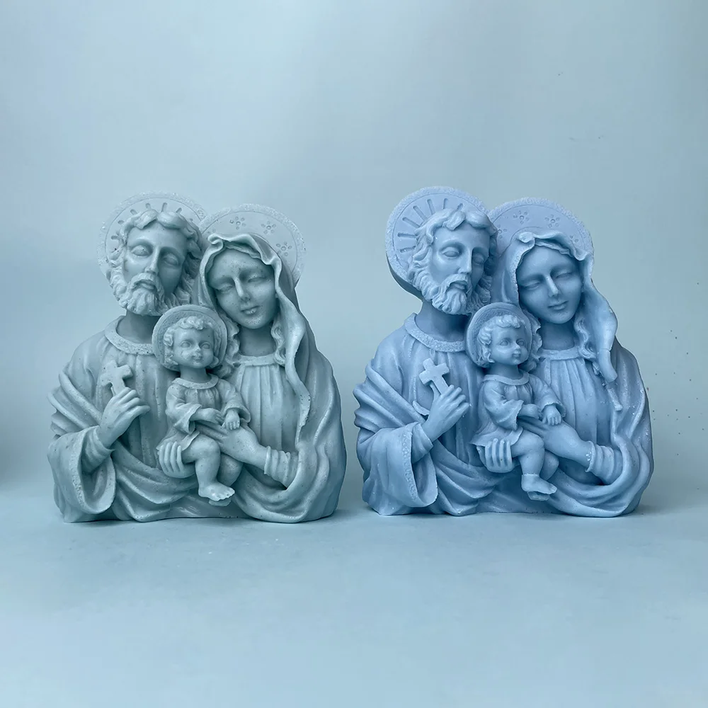 Jesus Family Candle Silicone Mold Religion Virgin Mary Statue Aroma Gypsum Mold DIY Catholic Holy Home Decoration