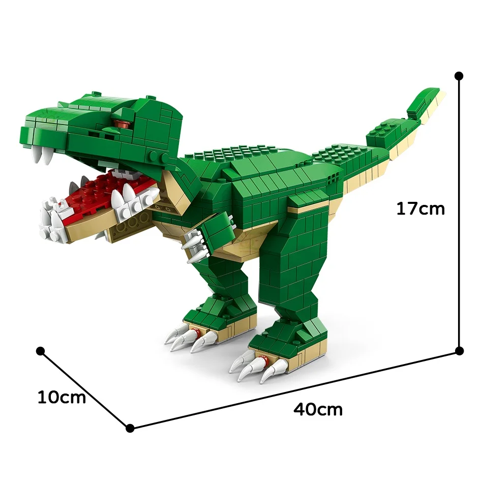 1000PCS 6 In 1 Jurassic Sarcosuchus Imperator Tyrannosaurus Rex Model Building Blocks Kids Dinosaur World Bricks Toys