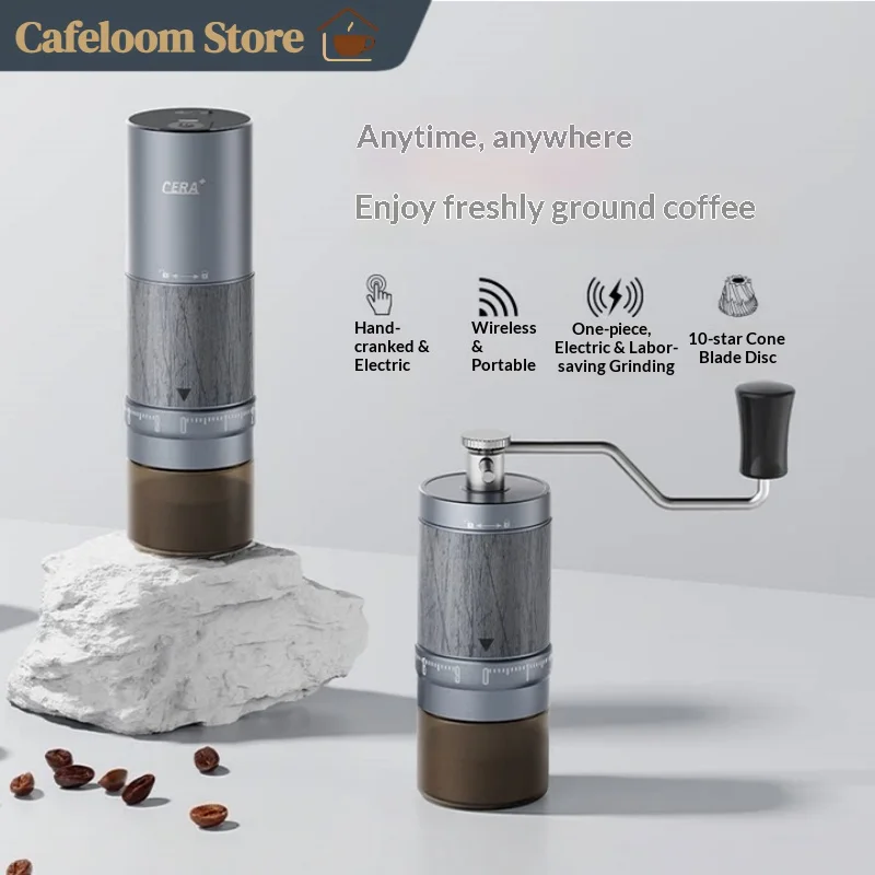 CERA Cge02 Portable Electric Coffee Grinder Small Household Automatic Coffee Bean Mill Rechargeable Coffee Powder Grinder