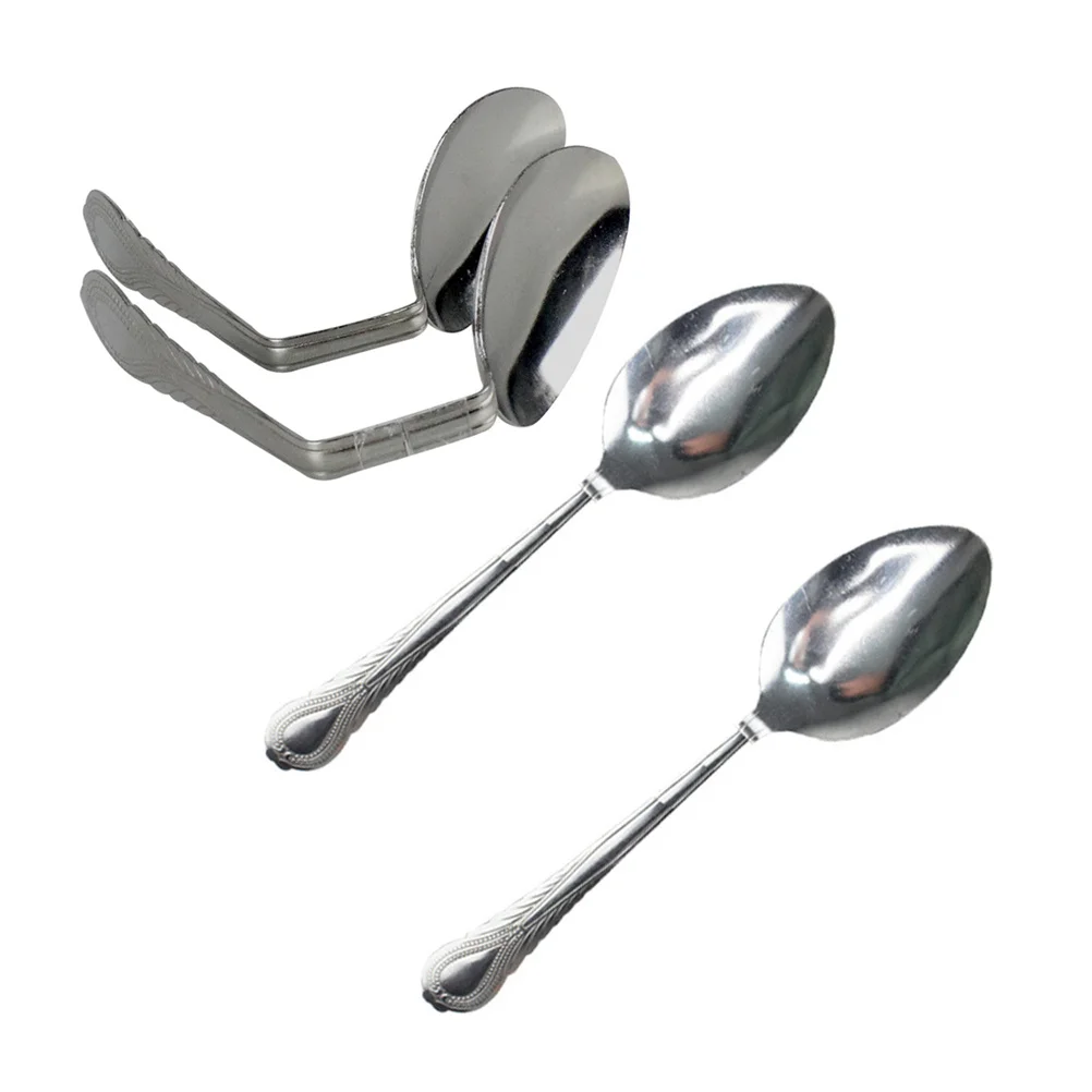 2pcs Mind Spoon Tricks Props Durable Funny Spoon For Stage Close-Up Props Performance Close Up Silver