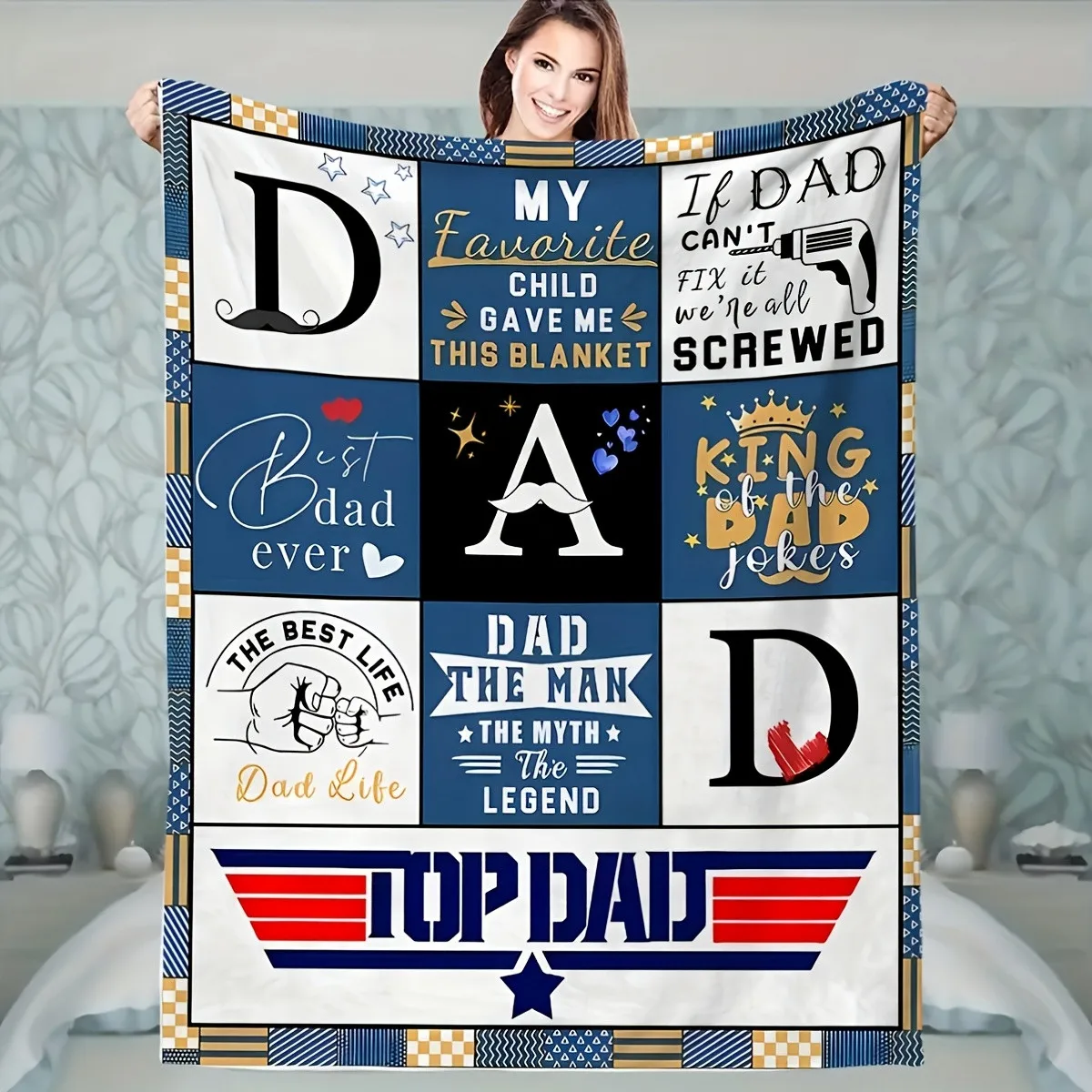 

Dad Themed Flannel Blanket - Soft Warm Suitable for Bed & Sofa Throw Blanket