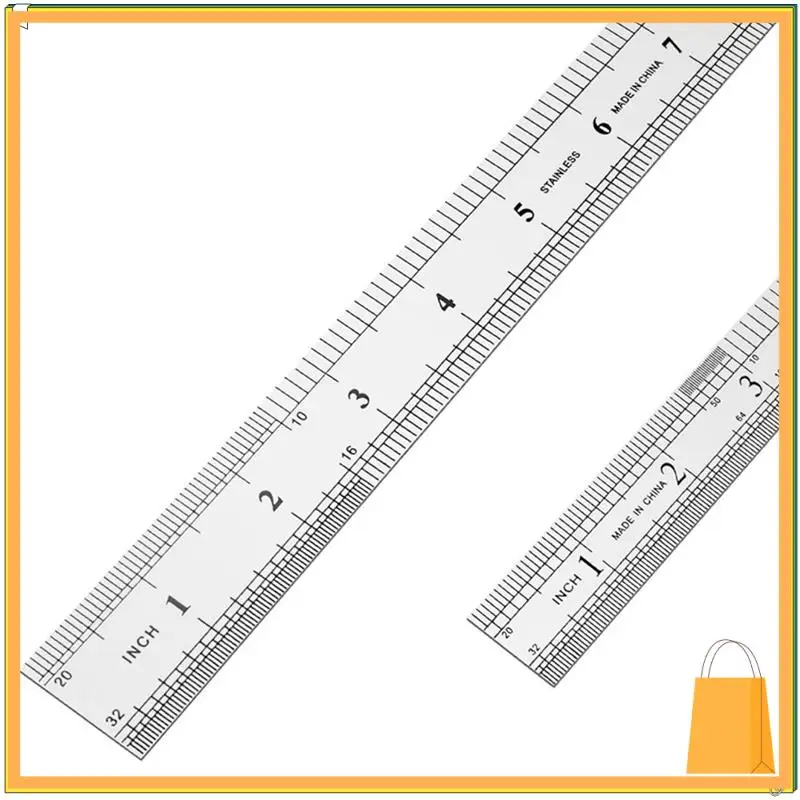 L53A-3X Stainless Steel Ruler 12 Inch + 6 Inch Metal Rulers