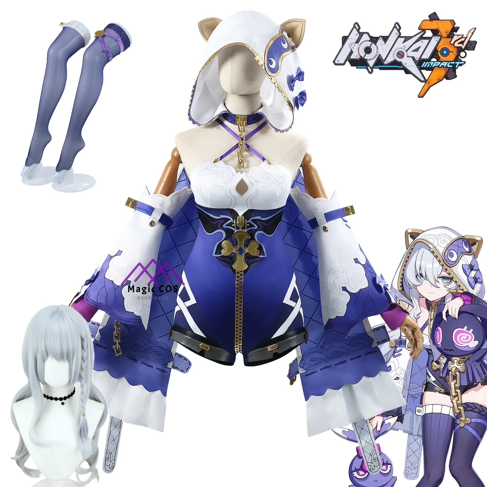 

Honkai Impact 3 Theresa Apocalypse New Arrival Cosplay Costume Accessories Headwear Stockings Wig Anime Uniform for Comic Con