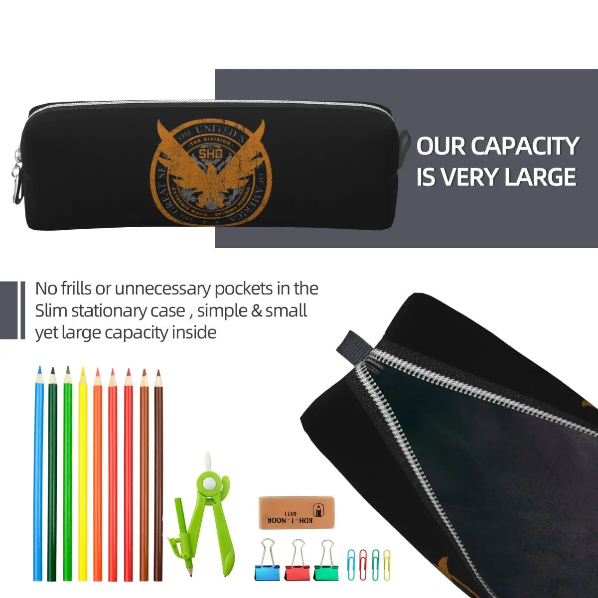 Game Tom Clancys The Division SHD Seal Pencil Cases for Student School Pen Box Pencil Bag Big Capacity Pencil Pouch Pen Holder view 4