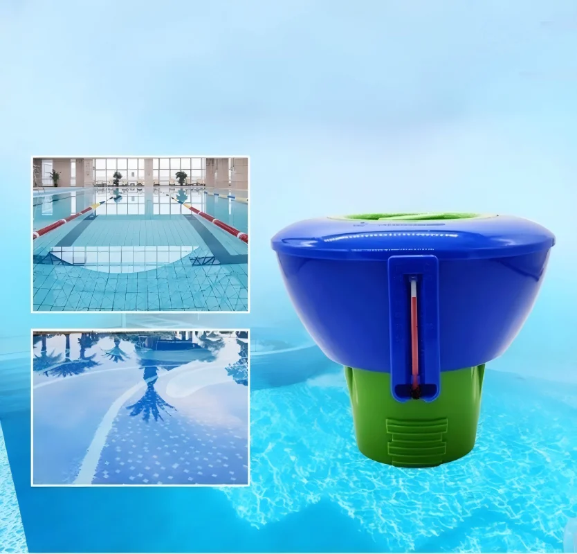 Floating Chlorine Tablet Dispenser With Thermometer Retractable Doser for Swimming Pool Spa Hot Tub