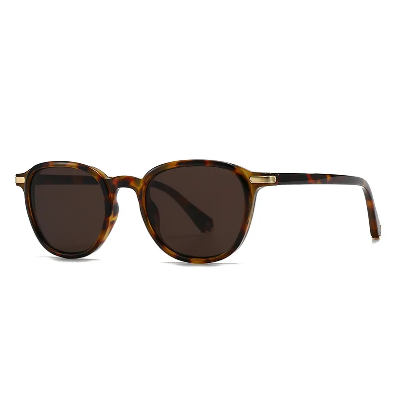 

New Retro Tortoise Shell Round Women Sunglasses Y2K Brand Contrast Color Design Casual Punk Style Men Sun Glasses UV400