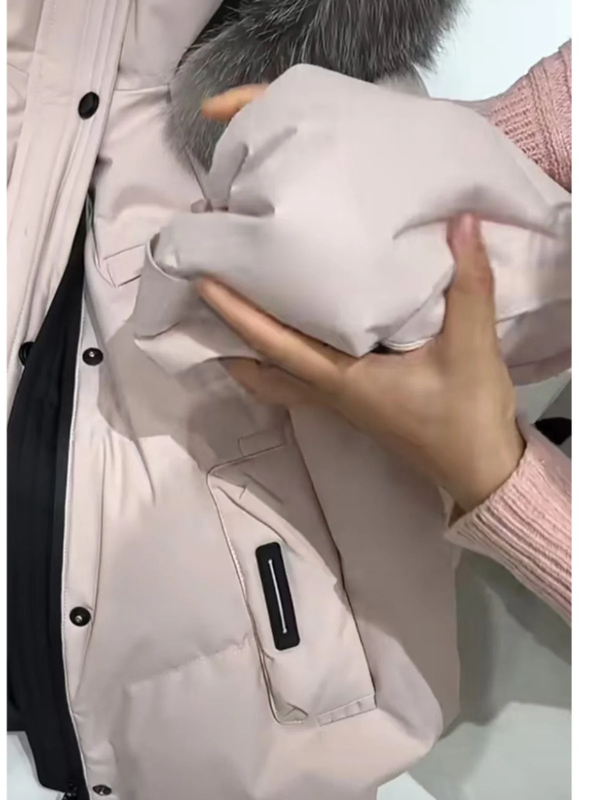 2024 Winter Advanced Pink Fur Collar Hooded Cotton Jacket Women's Stylish Ageless Beautiful Warm Coat Korean Style Loose Fit