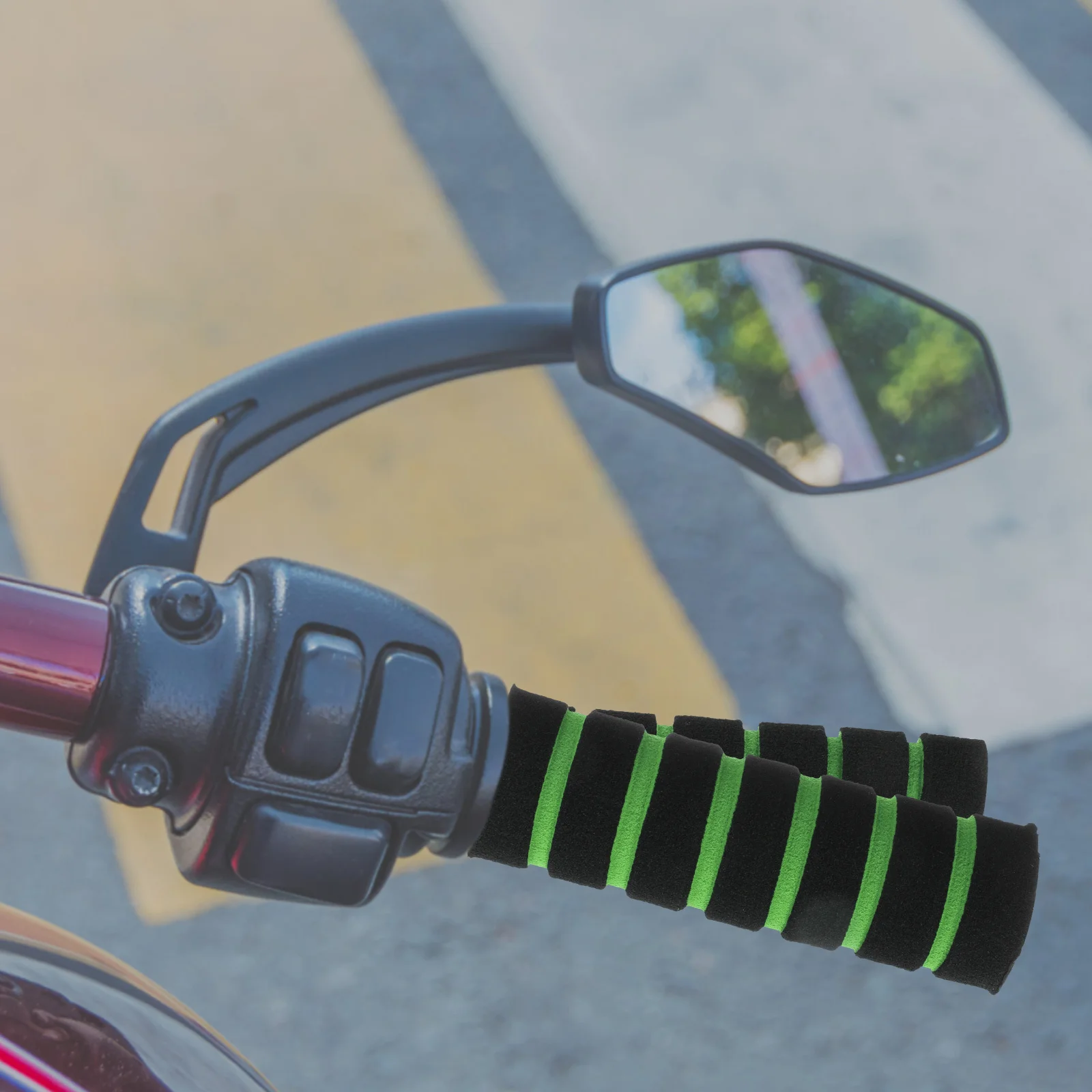 

4Pcs Sponge Handlebar Grips Motorcycle Bike Anti-Slip Long Ride Vibration Absorption Replacement Covers Blue