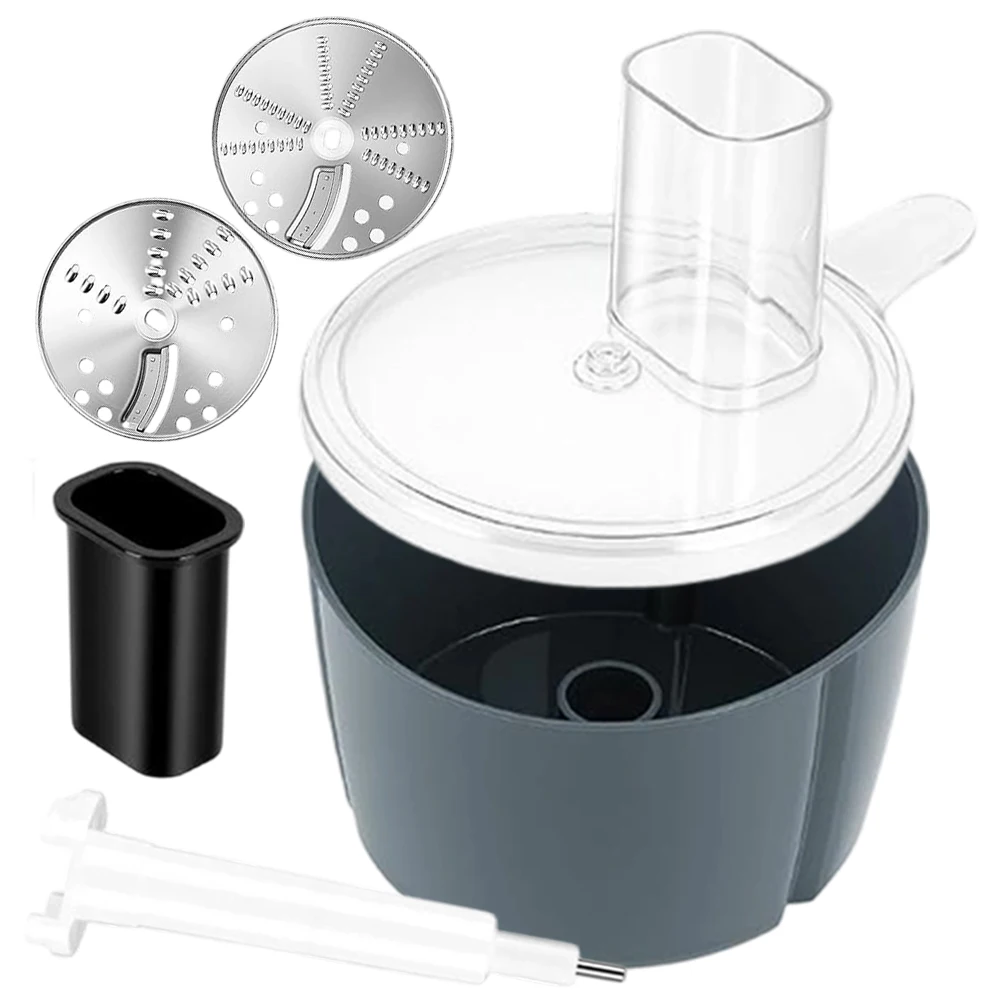 Accessorio per affettare e sminuzzare le verdure, con 2 lame intercambiabili e contenitore trasparente, accessorio in acciaio inossidabile per robot da cucina, ideale per affettare e sminuzzare