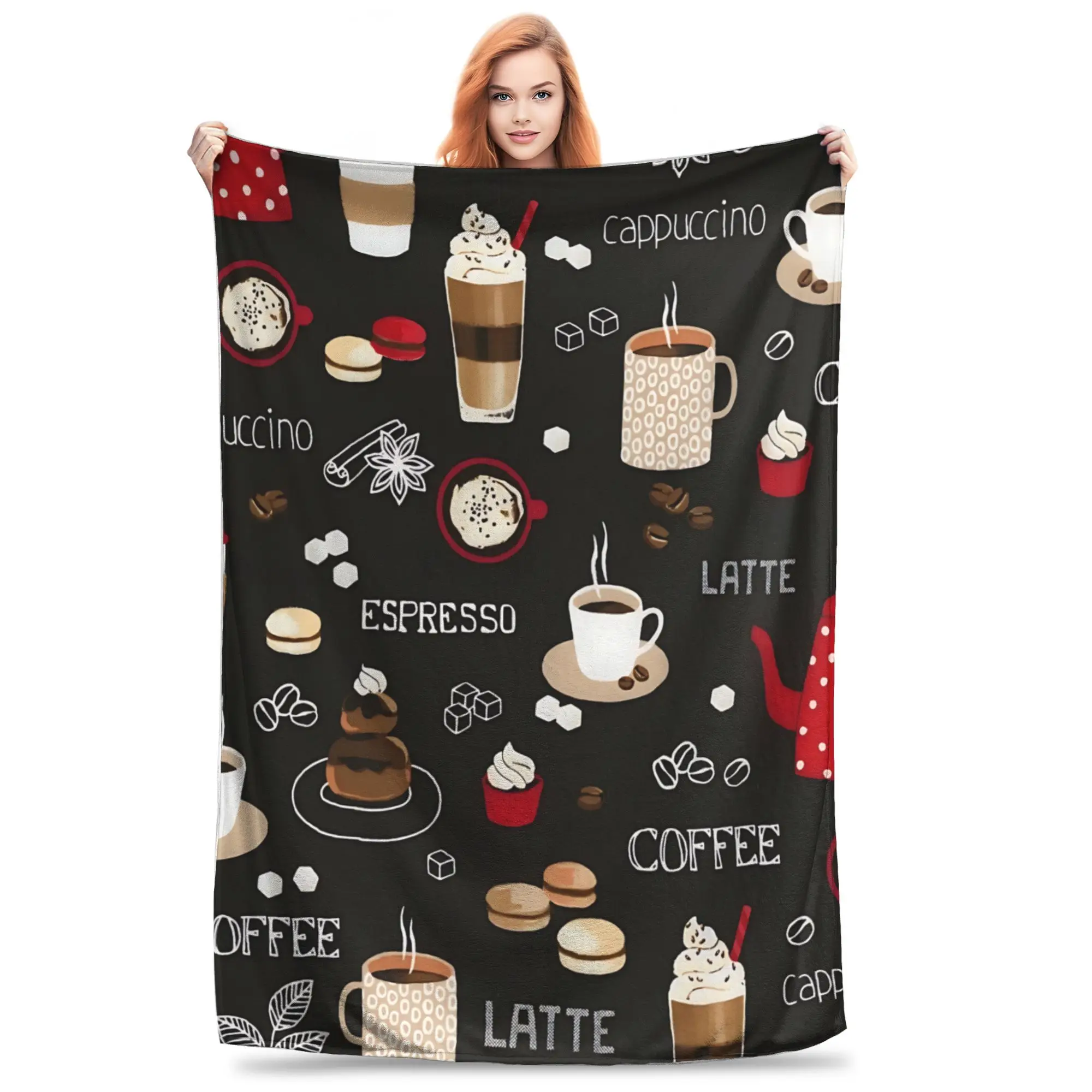 1PC Coffee Aesthetics and Vibes Daily social media Winter Blankets for Adults Bedding Home Interior Sofa Knee Black Friday Deals