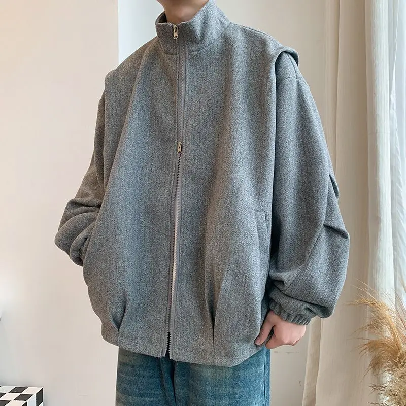 

Мужская куртка из шерстяной смеси с капюшоном, черная, винтажная, осенне-зимняя, теплая, термо, повседневная, модная, стильная, городская, для активного отдыха