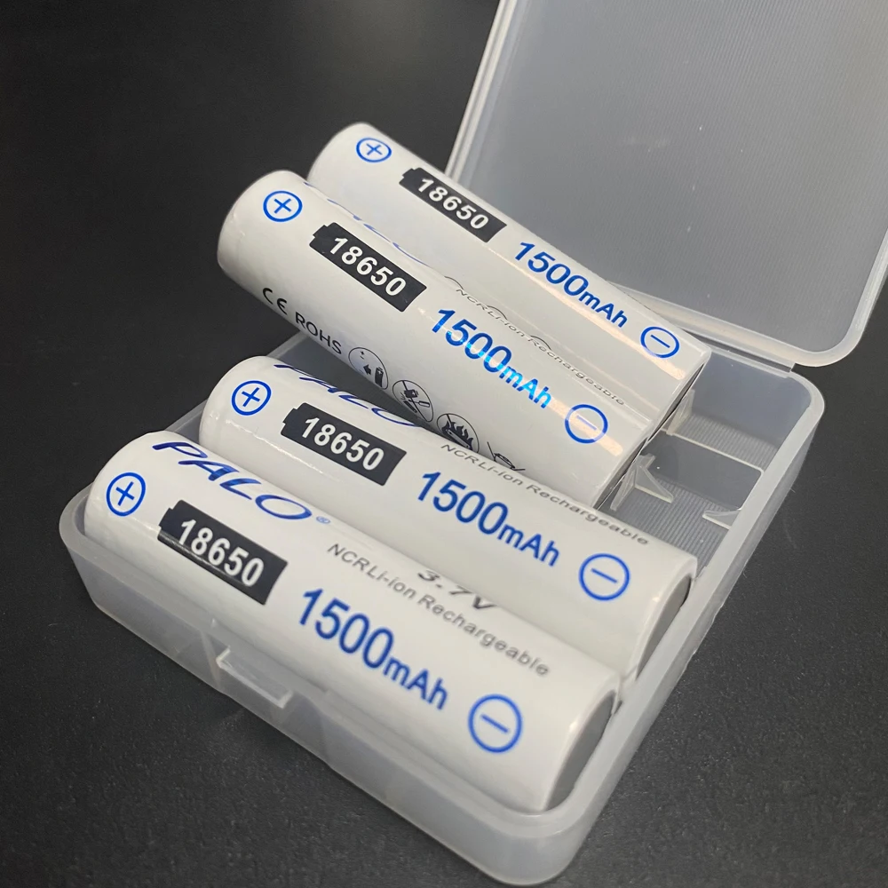 PALO 2-10pcs 3.7V 1500mAh 18650 Battery 18650 Lithium Rechargeable Battery with 4 Slots USB Smart Charger for Flashlight Torch