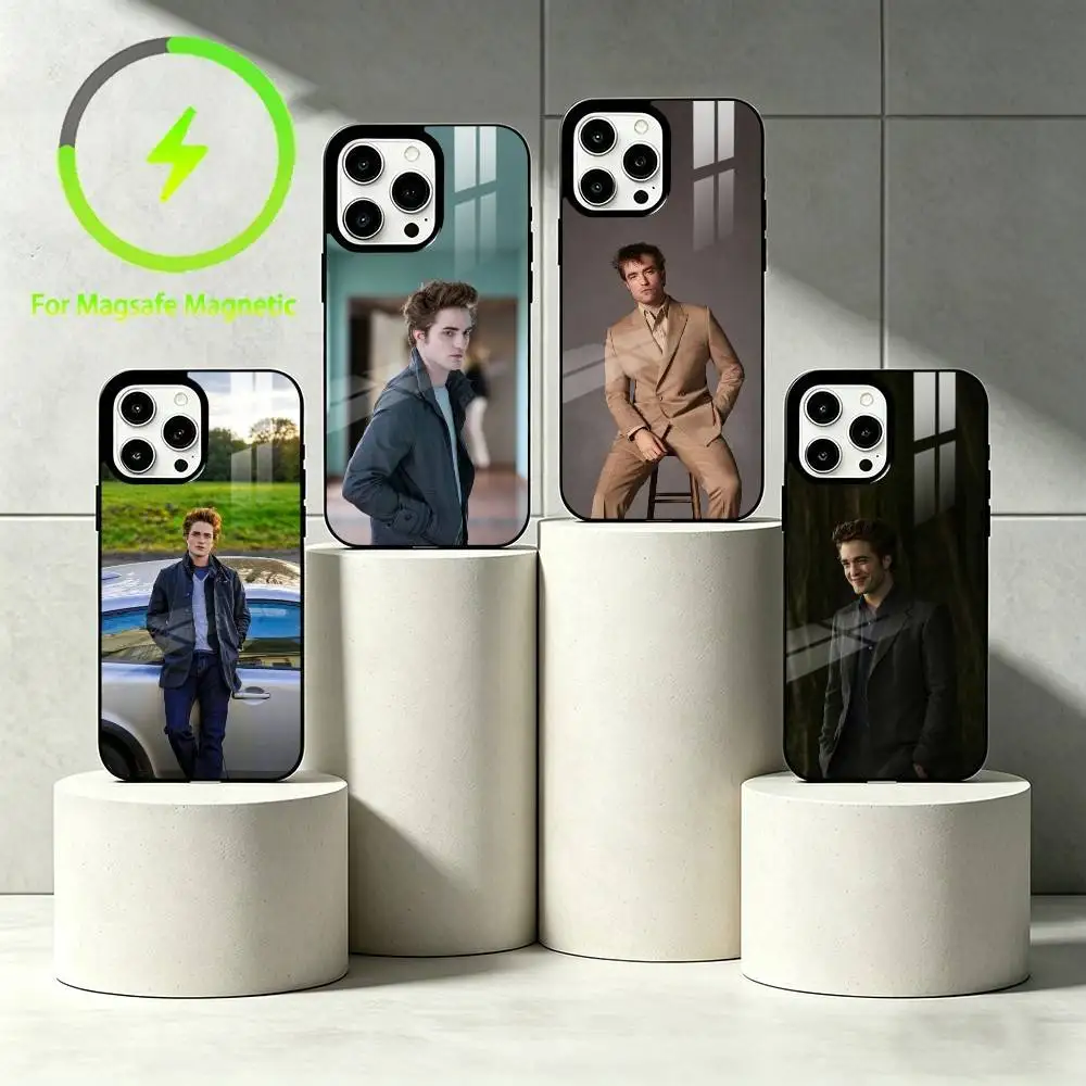 

Чехол для телефона R-Robert Pattinson для iPhone 17 16 15 14 13 12 Pro Max Plus с зеркальной беспроводной магнитной крышкой