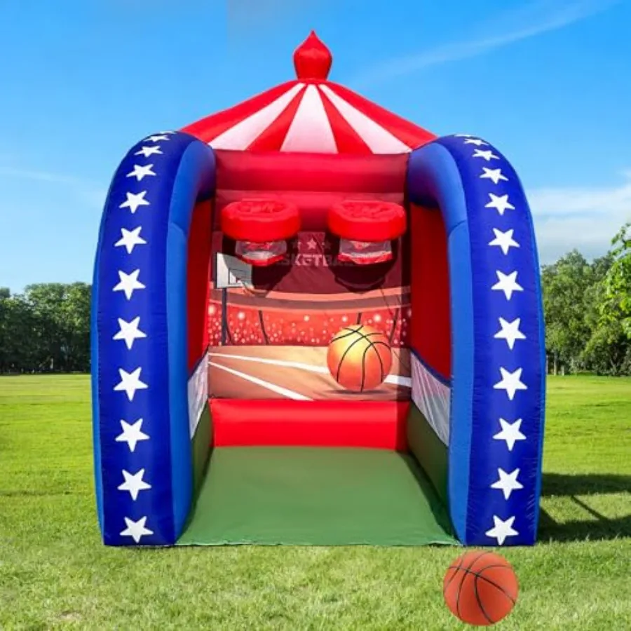 

Inflatable Basketball Hoop Shot with Balls and Built-in Blower Portable Fun Shooting Target Hoops Interactive Inflatable Carniv