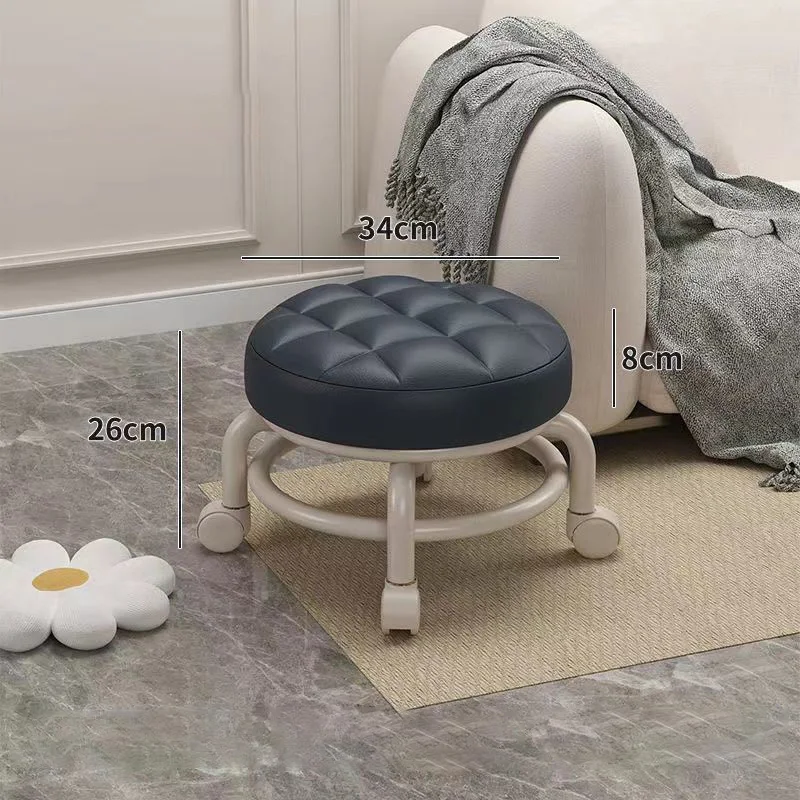 Universal Wheel Small Stool 360°Rotating Children Pulley Low Household Stool Walking Round Chair Shoe Changing Multi-stool