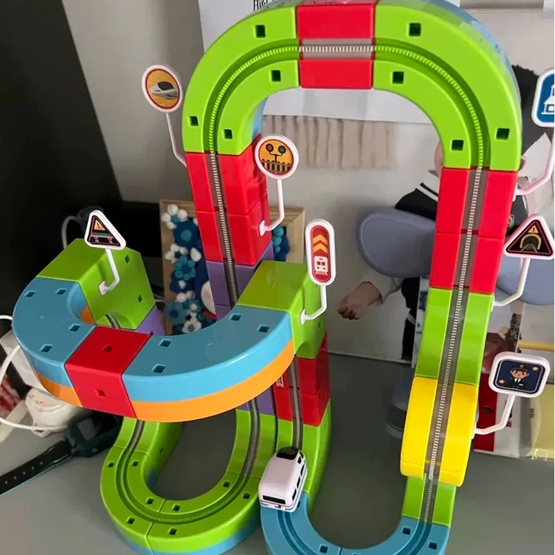 Nova telha magnética brinquedo educativo versátil magia pista magnética carro elétrico meninos meninas presente do feriado construção brinquedos