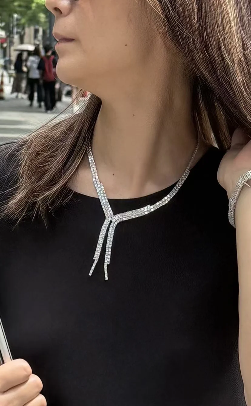 40ctw Lab Grown Diamond Emerald Eternity Necklace Unisex Tennis Necklace, each Emerald Diamond Necklace