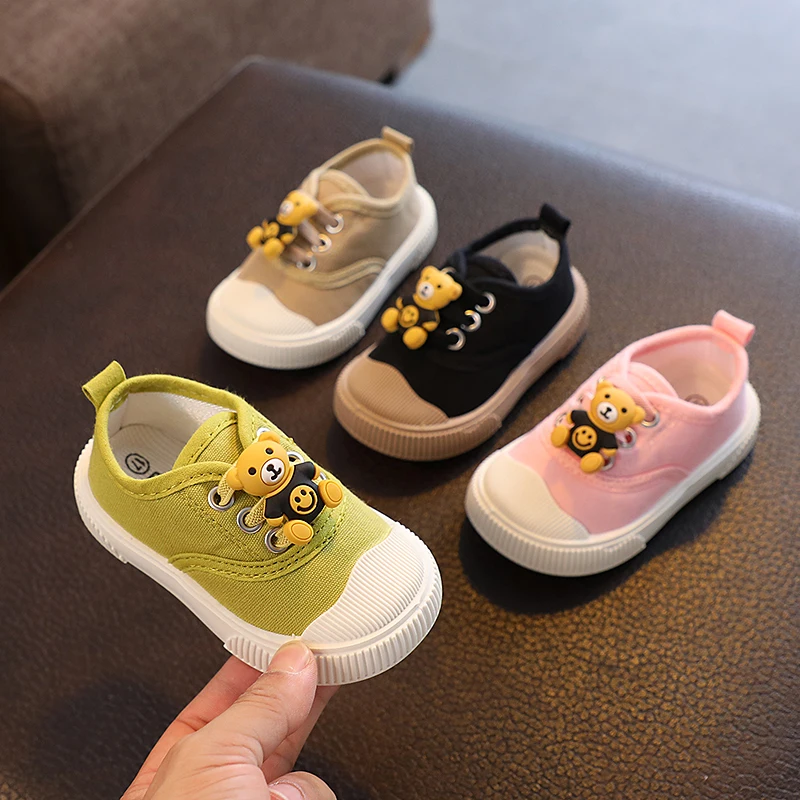 Baby canvas shoes 2024 spring and autumn new cartoon soft-soled toddler shoes for boys and girls children's shoes infant kin