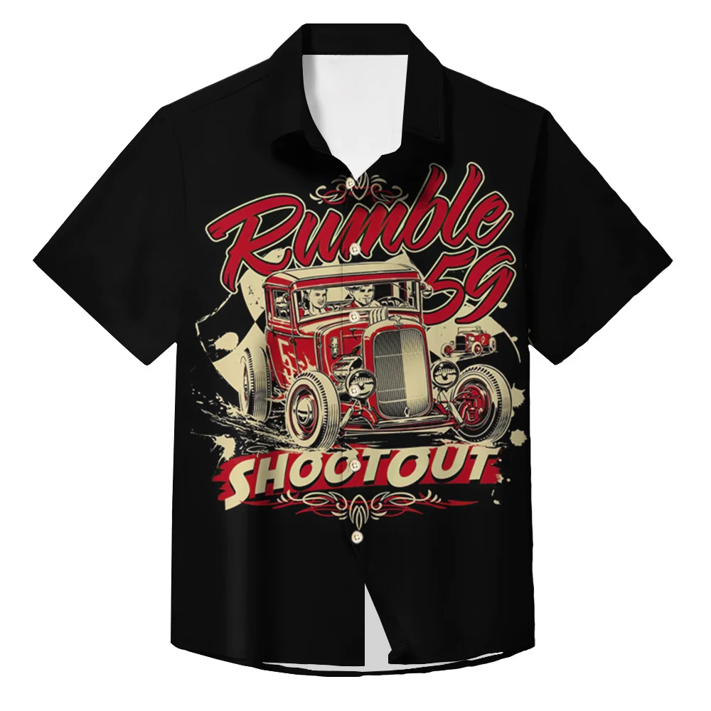 Vintage Herren hemden Oldtimer T-Shirts 3D-Druck Kurzarm Top Sommerkleid ung Kraftfahrzeug Muster Shirt übergroße Streetwear
