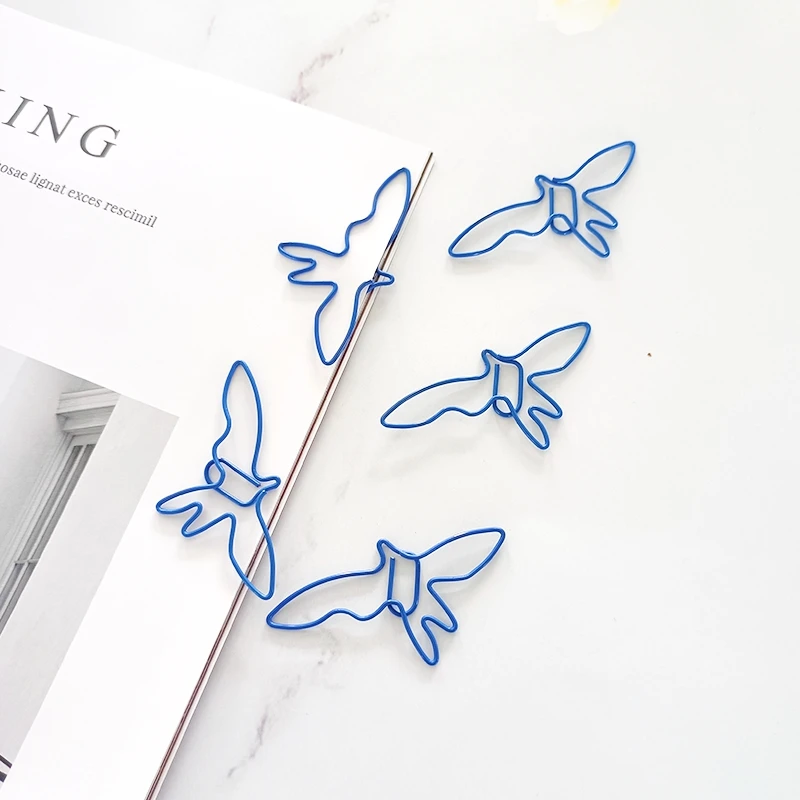 New Blue Bird Paper Clip Creative Paper Clips Animal Paperclip Flying Bird Shaped Paper Pin Metal Paperpins