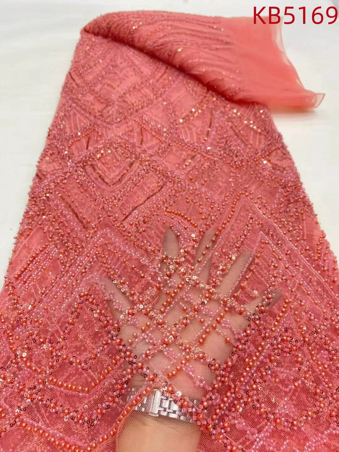 ผ้าลูกไม้ประดับด้วยลูกปัดทองคำ พร้อมเลื่อม ผ้าลูกไม้คุณภาพสูงรุ่นล่าสุด ปี 2025 ผ้าลูกไม้ทูลสีเขียวประดับเลื่อม สำหรับงานเย็บปักถักร้อย รุ่น KB5169