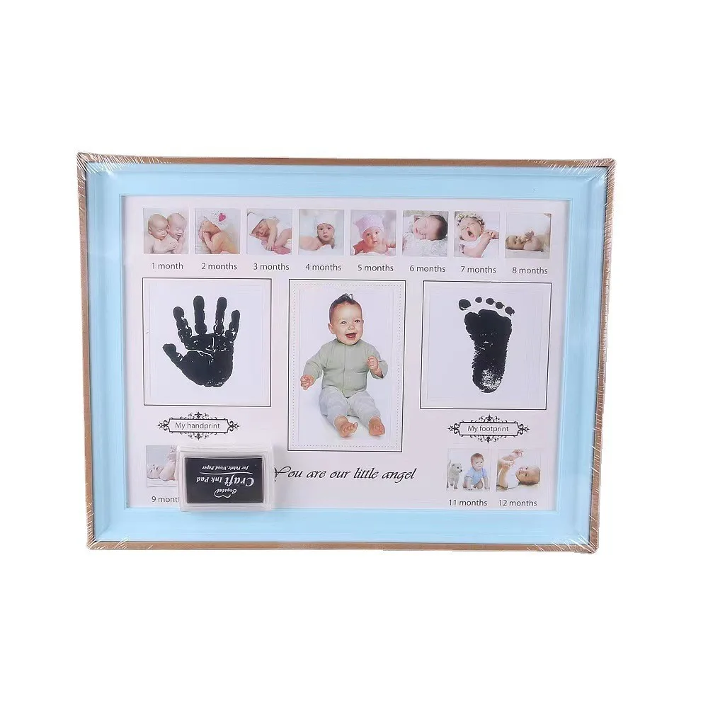 Creative DIY Baby Souvenirs Casting Photo Frame for Baby Handprint Footprint Kit Newborn Footprint Ink Pad Infant Photo Frame