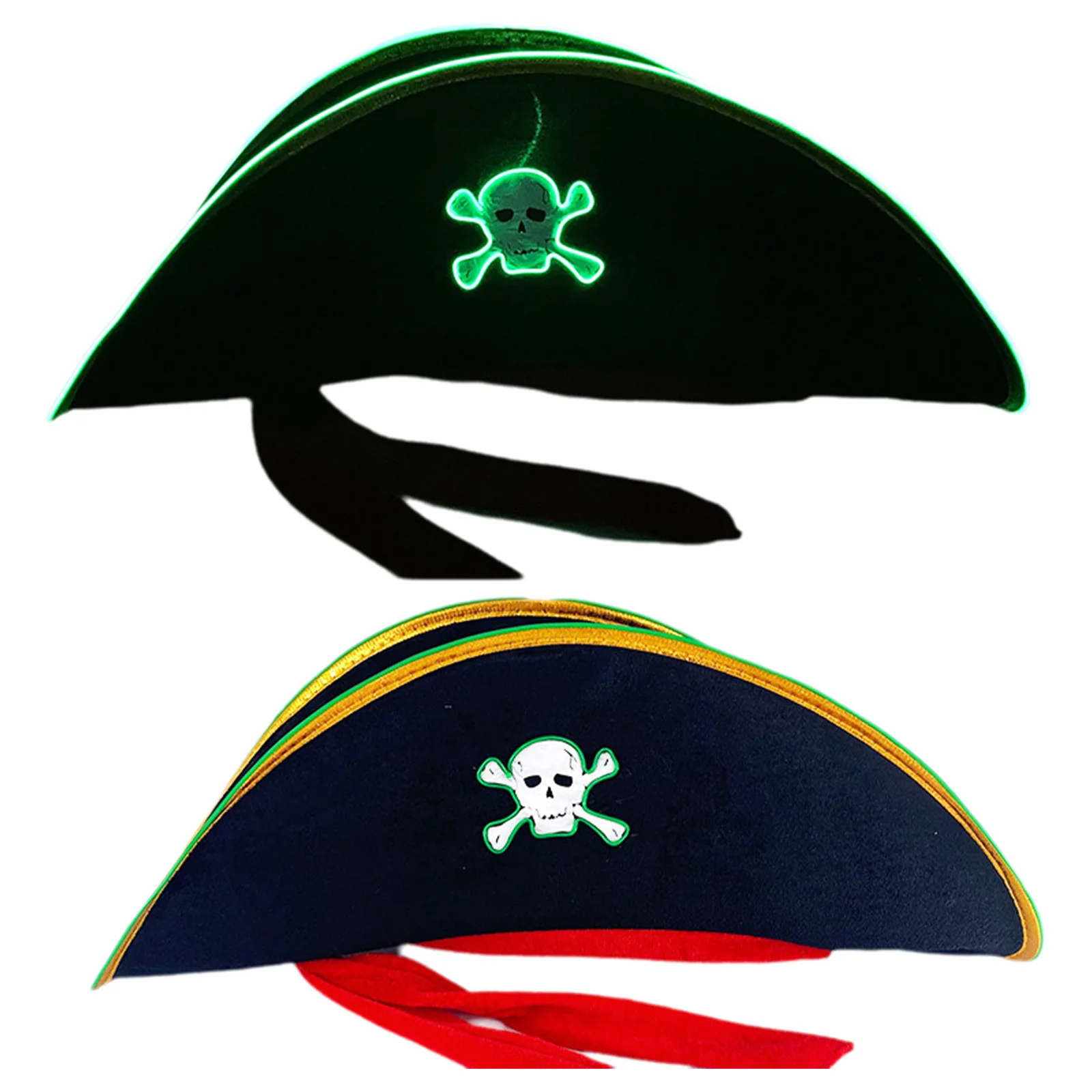 Nouveau chapeau de Pirate LED unisexe avec os croisés de crâne lumineux éclairent un accessoire de Costume de bal de mascarade d'halloween pour adultes et enfants