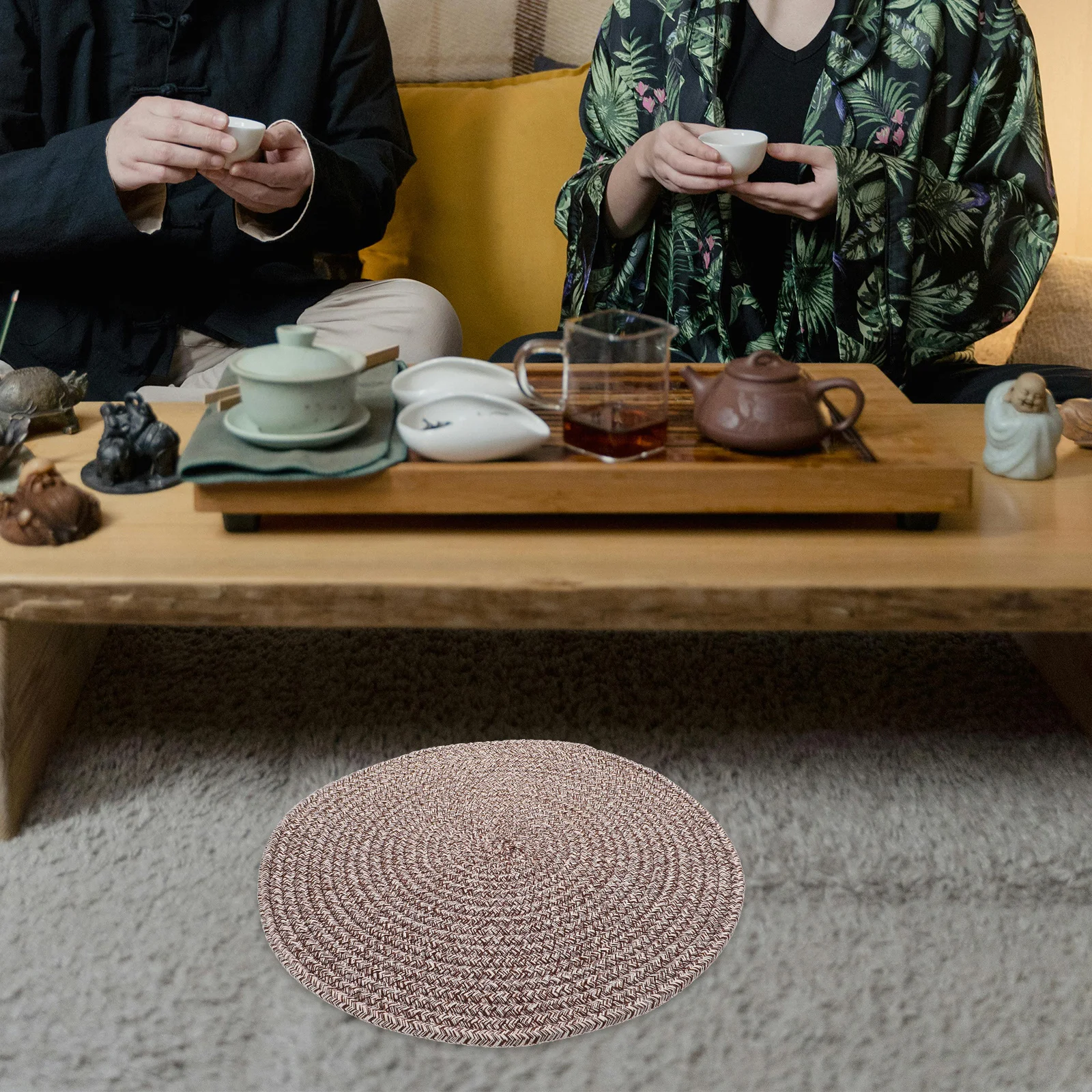 

Woven Floor Cushion Round Chair Pad Comfortable and Tender Seating Mat for Bedroom Picnic Yoga Home Decoration