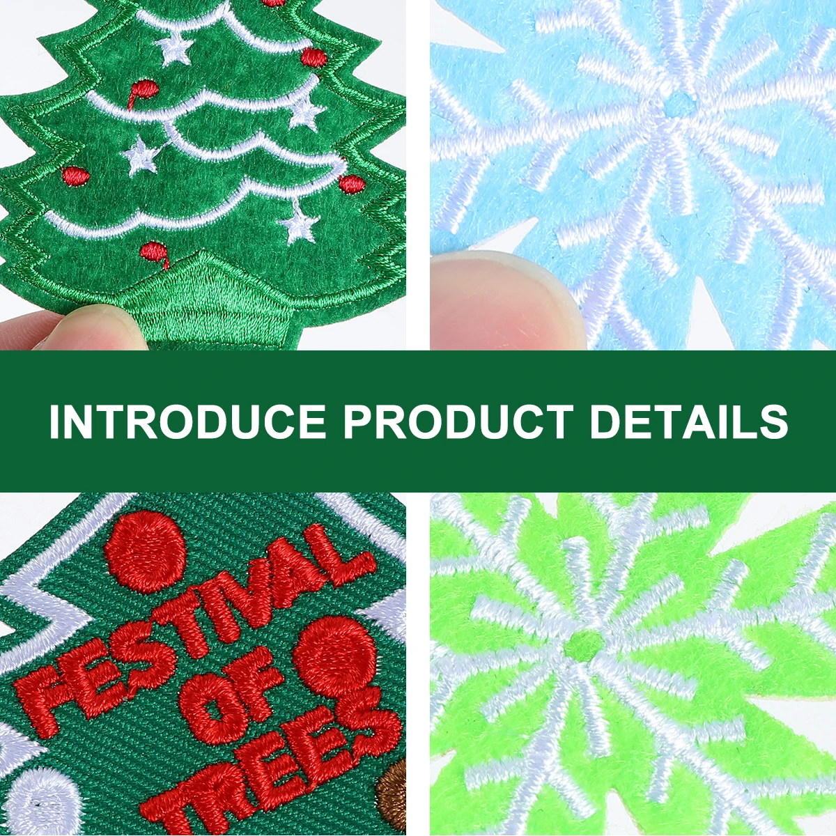 

40 Pcs Fabric Patches Snowflake Tree Embroidered Christmas Tree Embroidered Patch Iron On DIY Garment Accessories Sewing