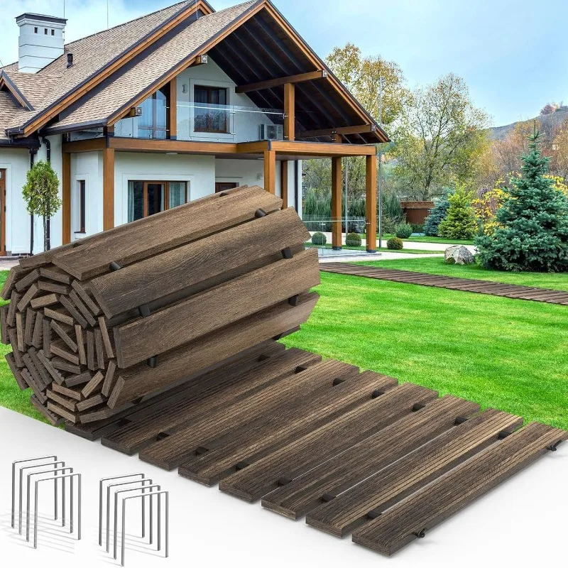 Retro style outdoor wooden trail outdoor out-of-court path decorative garden wooden board foldable wooden boardwalk
