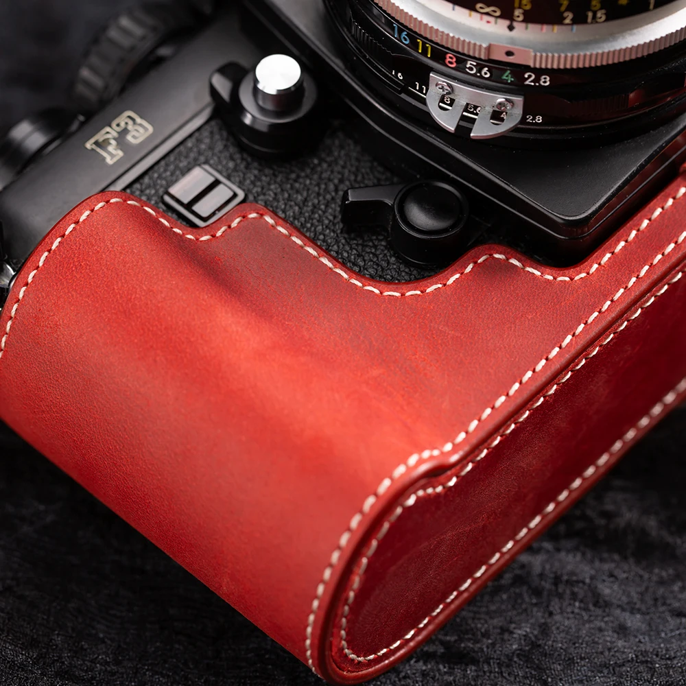 니콘 F3 FE2 F3AF DF F3TF F3HP FM2용 FM2 보호 케이스, 정품 가죽 DF 하프 케이스 F3 하프 백 수제 카메라 가방