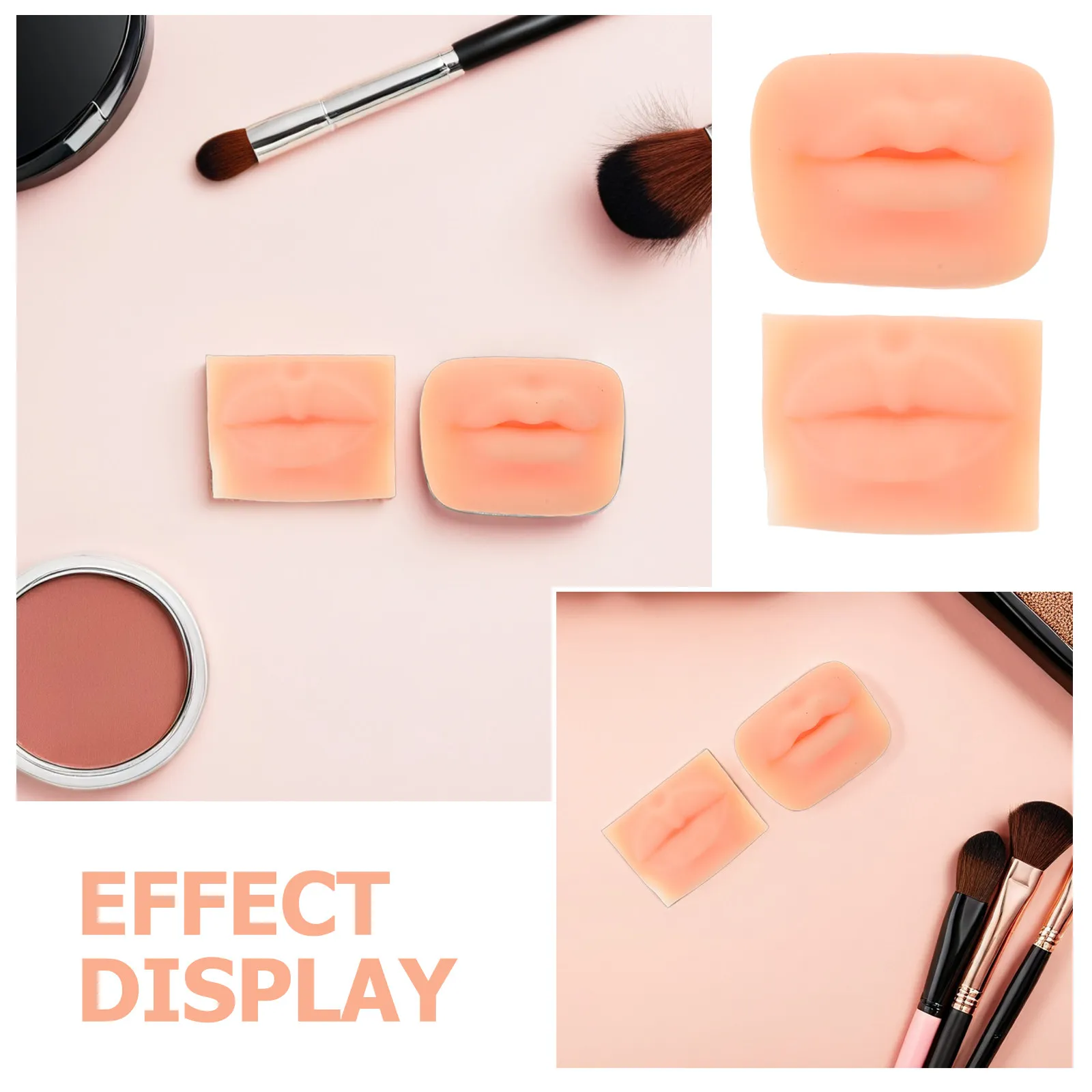 2Pcs Professional Silicone Practice Lips 5D Realistic Contour for Makeup Tattooing Training Simulation Mouth Mold Portable