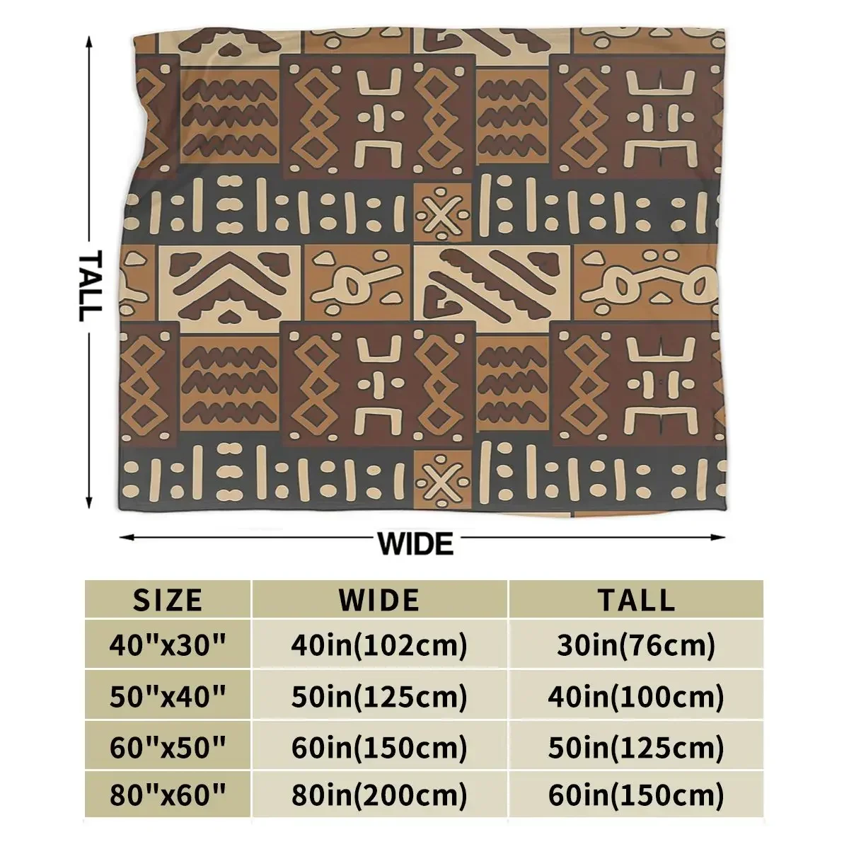 African Bogolan Mud Cloth 2 Blanket Soft Warm Flannel Throw Blanket Bedding for Bed Living room Picnic Travel Home Couch